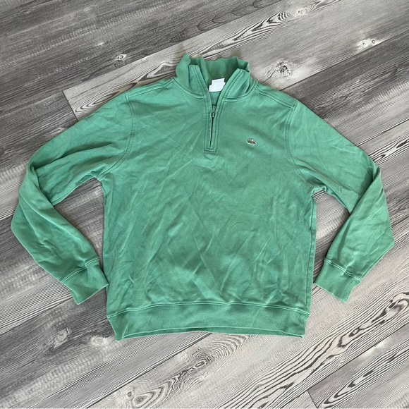 Lacoste Green Pullover Quarter Zip Sweatshirt - Picture 1 of 4